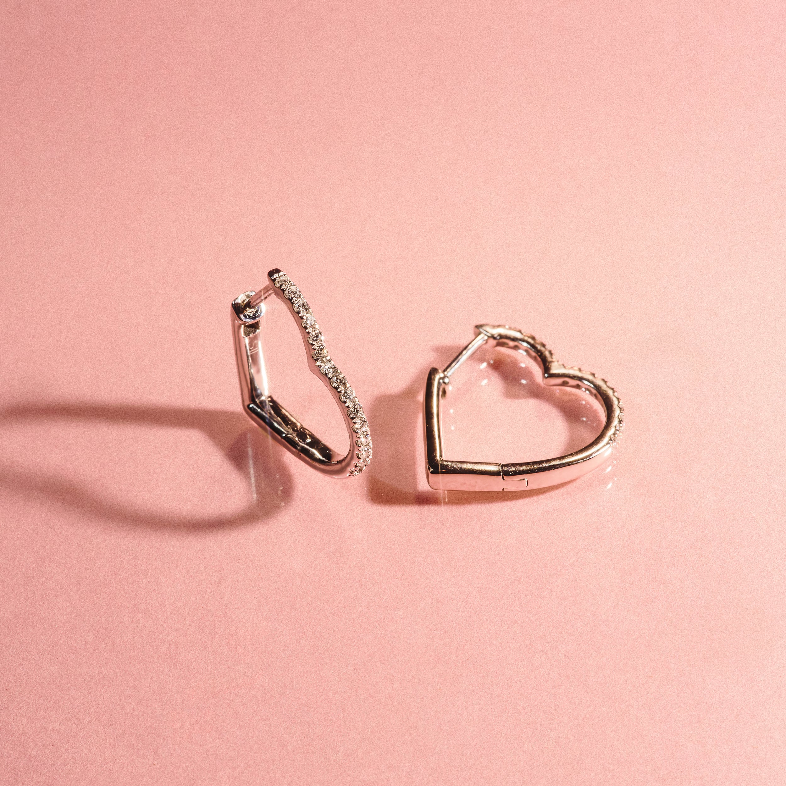 Lab Diamond Heart Hoop Earrings 0.22ct in 925 Silver